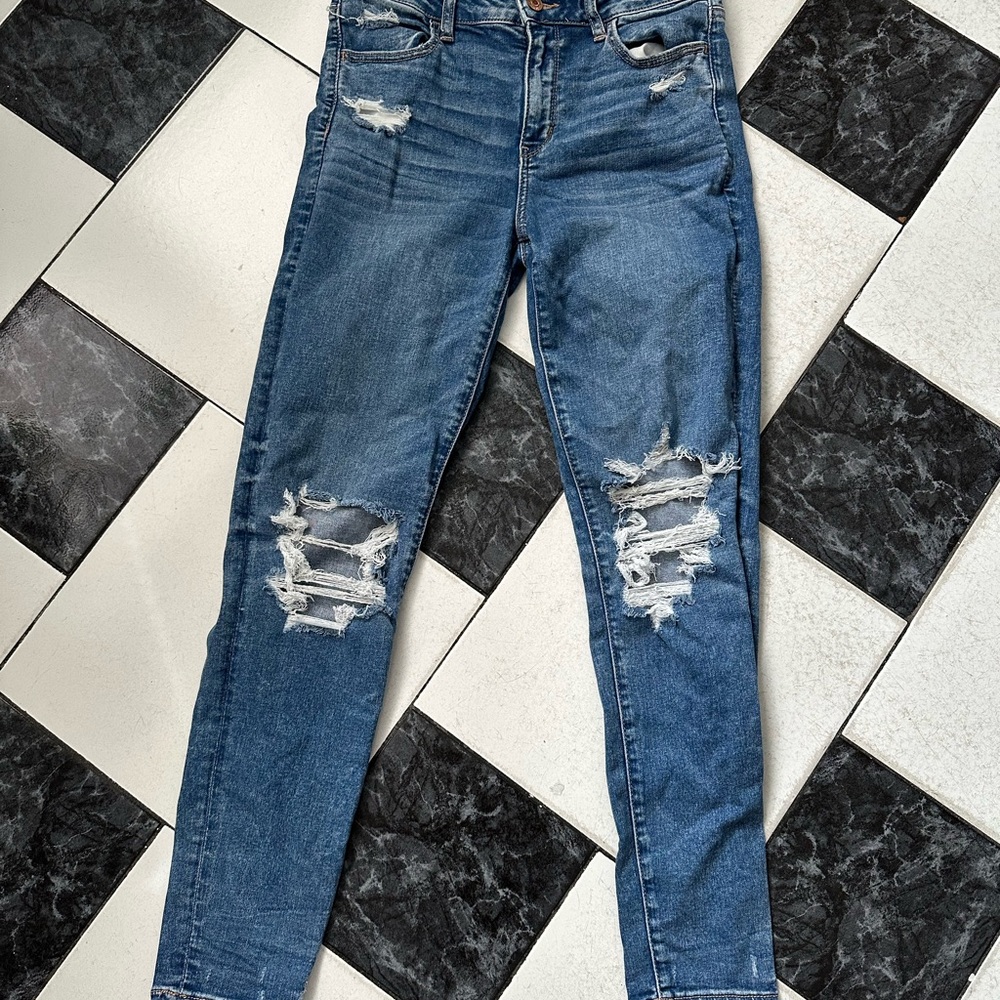 American Eagle Outfitters Ripped Blue Jeggings